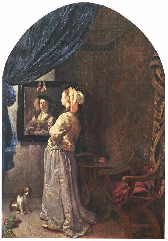MIERIS, Frans van, the Elder Woman before the Mirror Norge oil painting art